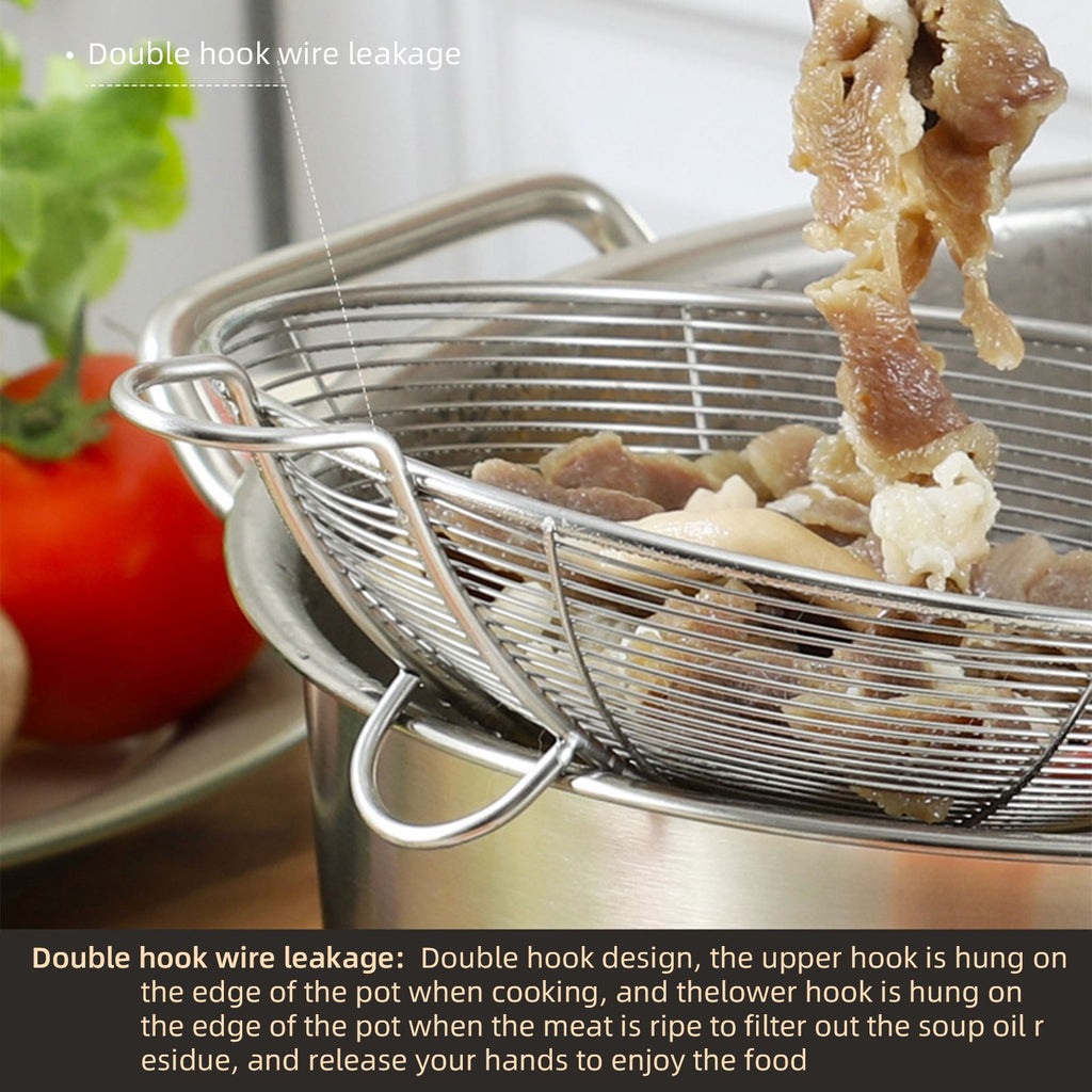 Strainer Spoon Long Stainless Steel Anti Scald Safe Slotted Ladle for Kitchen Cooking Frying Spaghetti