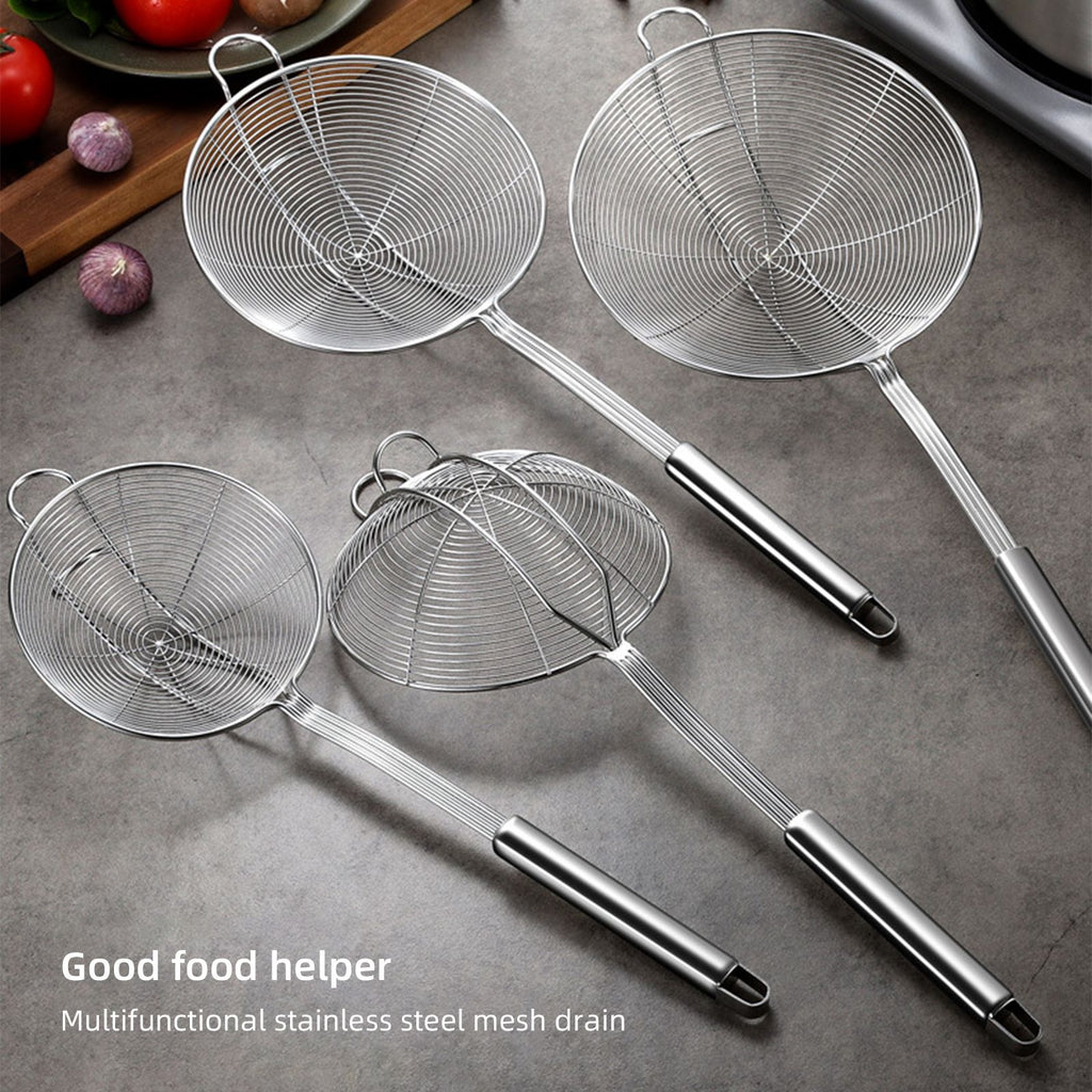 Strainer Spoon Long Stainless Steel Anti Scald Safe Slotted Ladle for Kitchen Cooking Frying Spaghetti