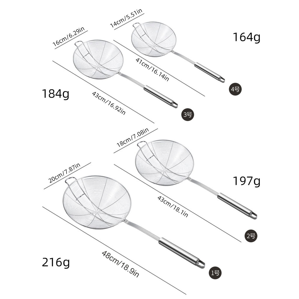 Strainer Spoon Long Stainless Steel Anti Scald Safe Slotted Ladle for Kitchen Cooking Frying Spaghetti