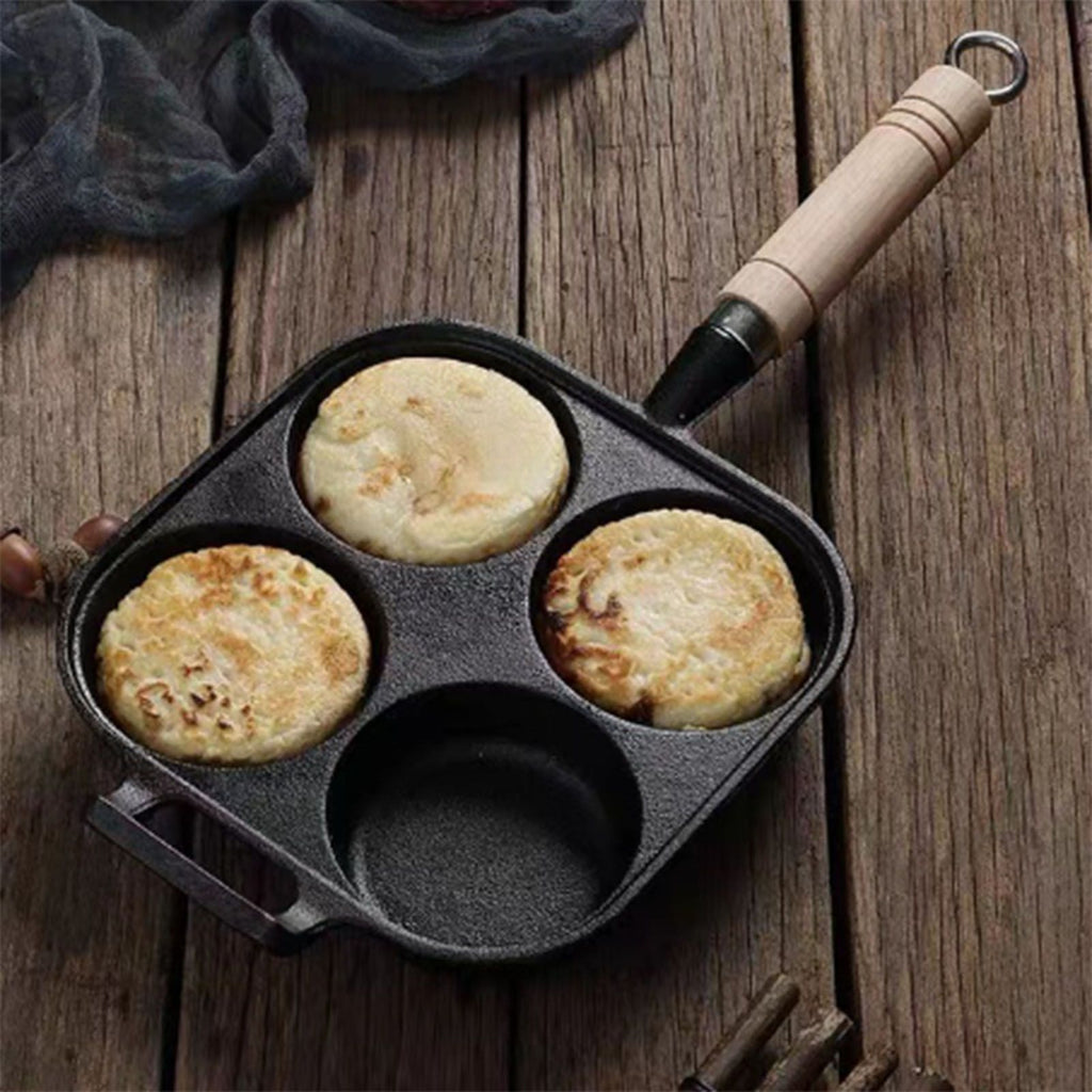 Frying Pan Deepened Non Stick With Spatula Oil Brush Four Hole Frying Pot For Breakfast Pancake