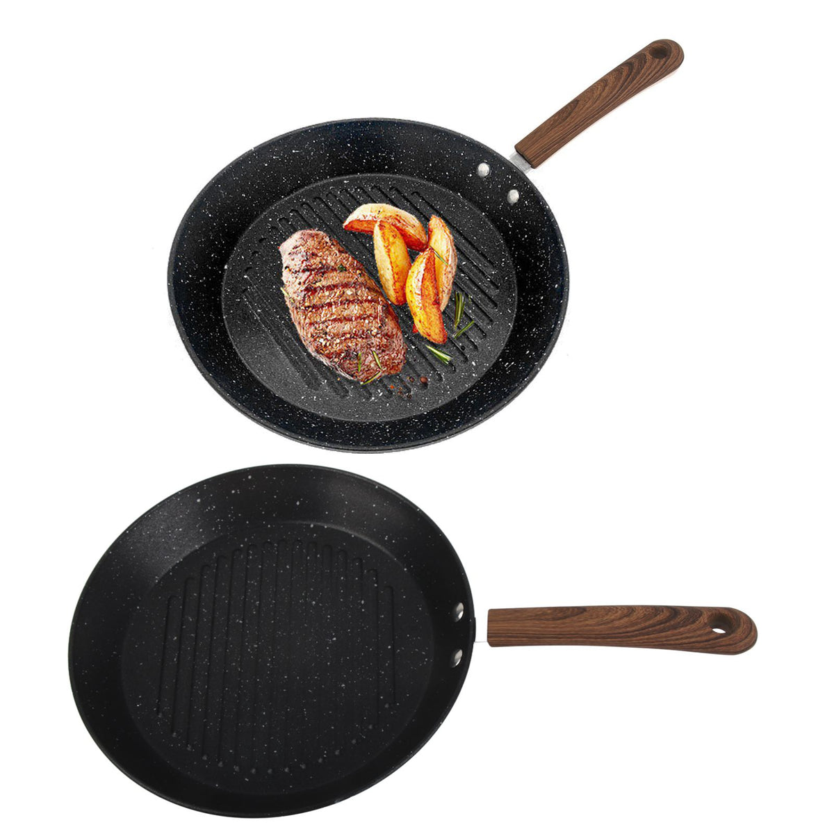 Round Grill Pan Universal Non Stick Multifunctional Flat Bottom Frying Pan for Breakfast - Flavour Fushion Cooking Shop
