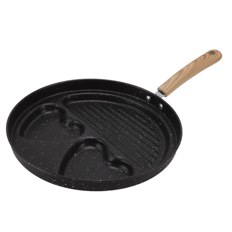 Egg Steak Divided Frying Pan 3 in 1 Multifunctional Prevent Stick Egg Beef Steak Cooker Pan for Home - Flavour Fushion Cooking Shop