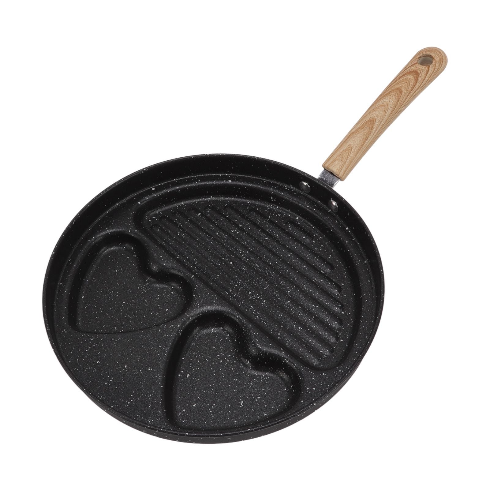 Egg Steak Divided Frying Pan 3 in 1 Multifunctional Prevent Stick Egg Beef Steak Cooker Pan for Home