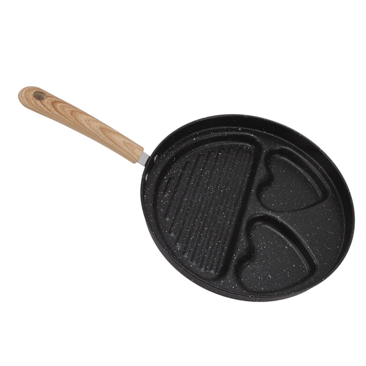 Egg Steak Divided Frying Pan 3 in 1 Multifunctional Prevent Stick Egg Beef Steak Cooker Pan for Home - Flavour Fushion Cooking Shop