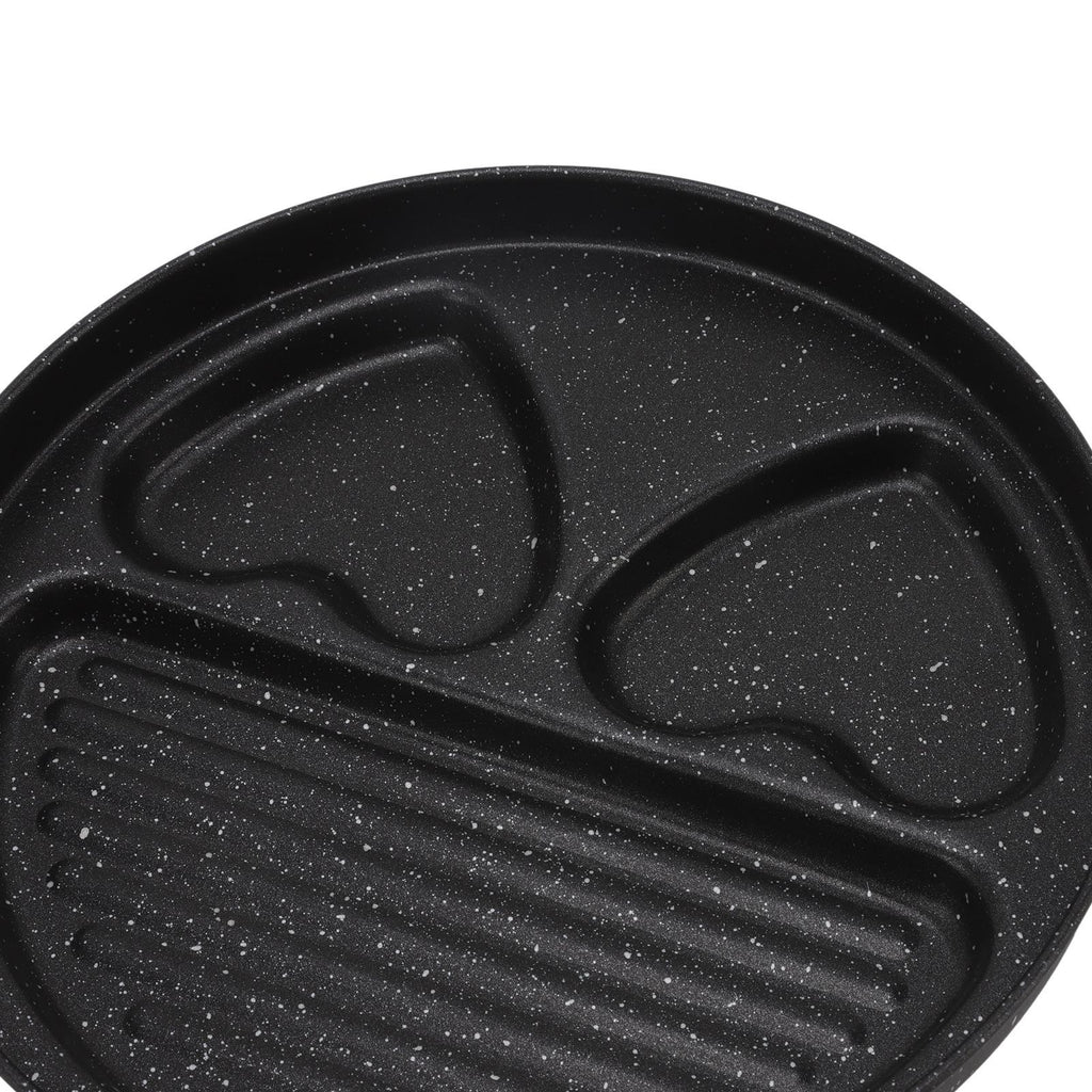 Egg Steak Divided Frying Pan 3 in 1 Multifunctional Prevent Stick Egg Beef Steak Cooker Pan for Home