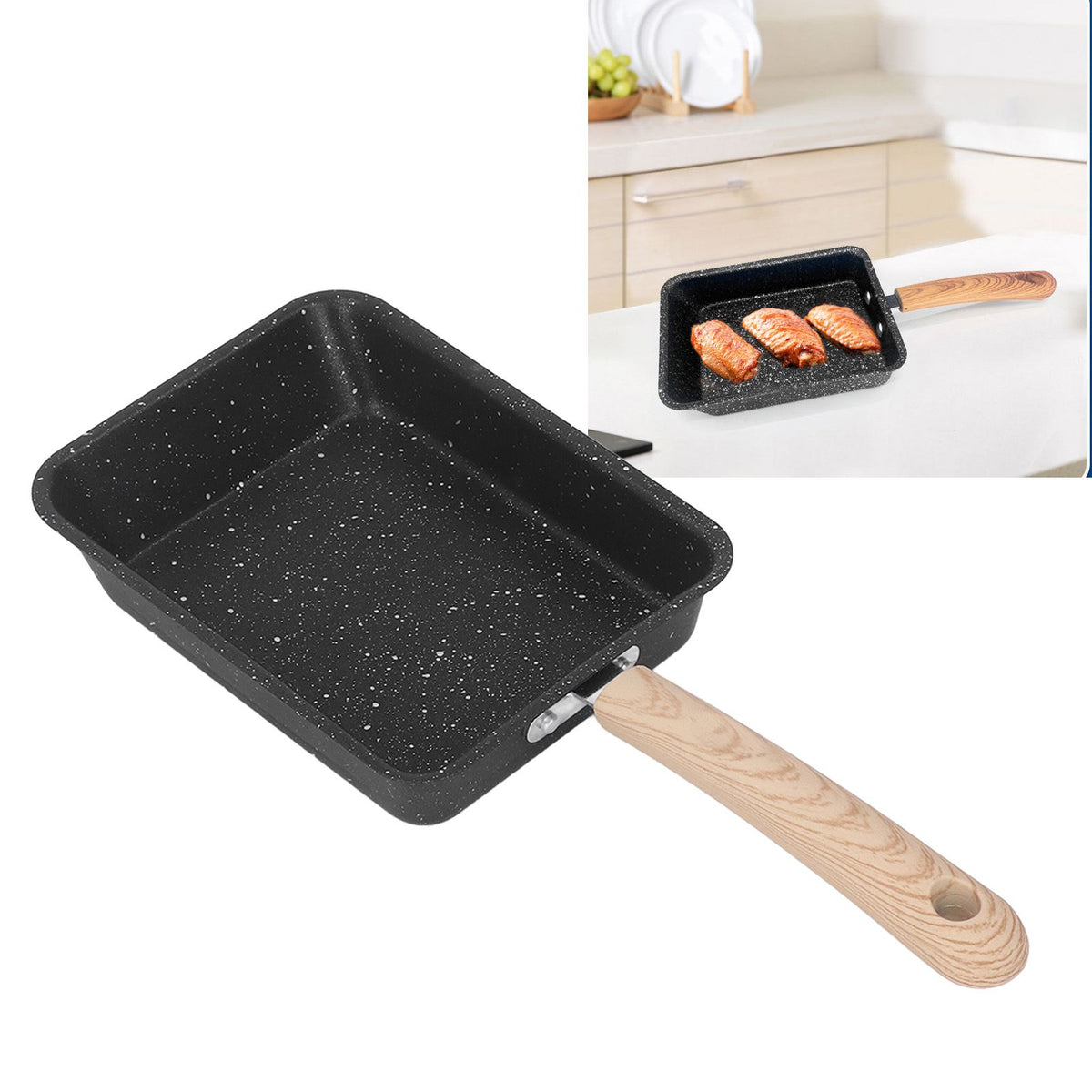 Frying Pan Iron Non Stick Coating Square Thick Multifunction Japanese Omelette Pan for Home Kitchen Tool - Flavour Fushion Cooking Shop
