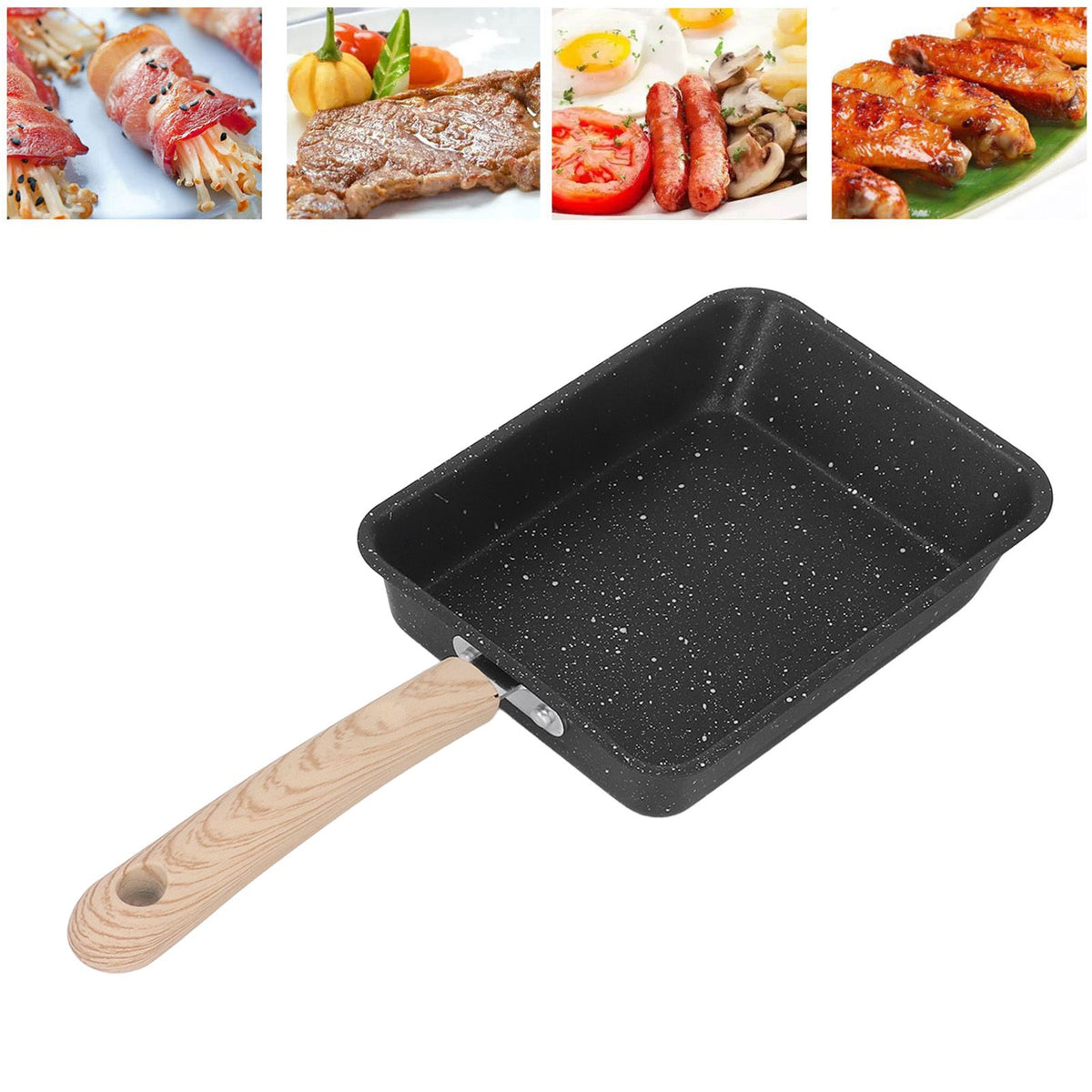 Frying Pan Iron Non Stick Coating Square Thick Multifunction Japanese Omelette Pan for Home Kitchen Tool - Flavour Fushion Cooking Shop