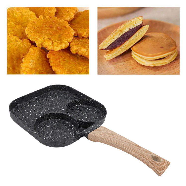 3 in 1 Breakfast Pan Prevents Stick Heat Resistant Divided Grill Frying Pan for Gas Stove Induction Cooker - Flavour Fushion Cooking Shop