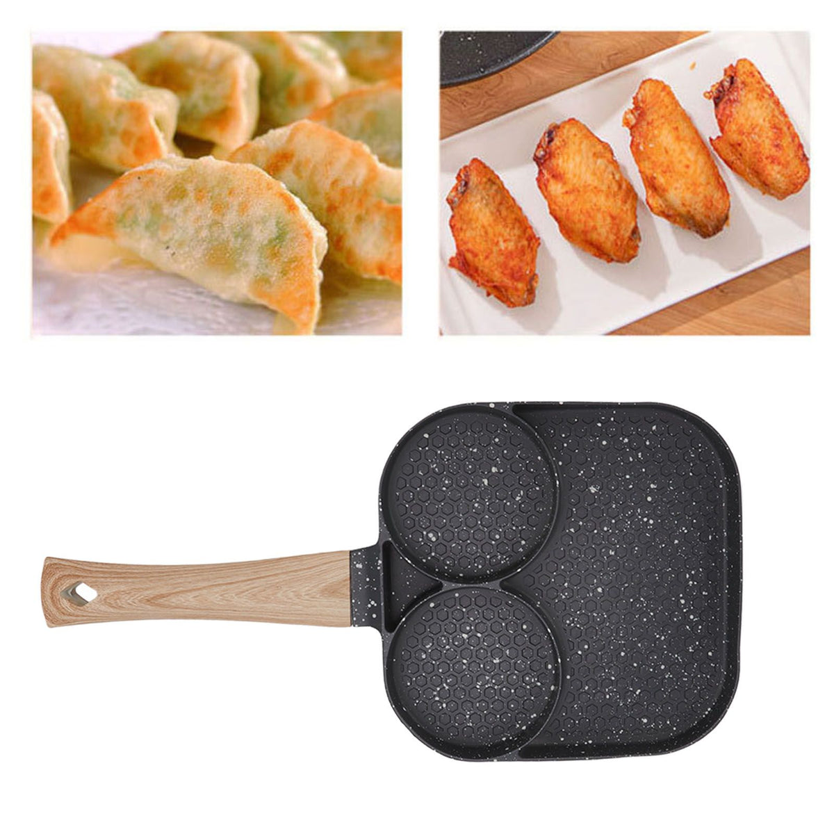 3 in 1 Breakfast Pan Prevents Stick Heat Resistant Divided Grill Frying Pan for Gas Stove Induction Cooker - Flavour Fushion Cooking Shop