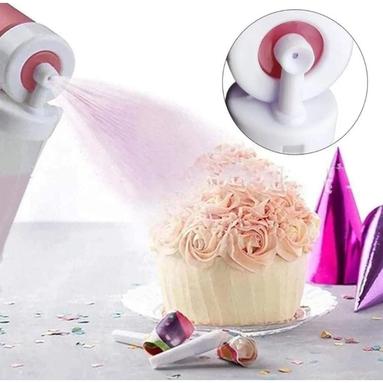 Manual Cake Airbrush Multipurpose Cake Decorating Airbrush with 4 Empty Bottles for Bakery Decoration