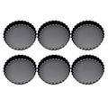 6 Pcs Mini Cake Mould with Removable Bottom 3 Inch Egg Tart Mould Muffin Pans Black Round for Dessert Baking Cooking