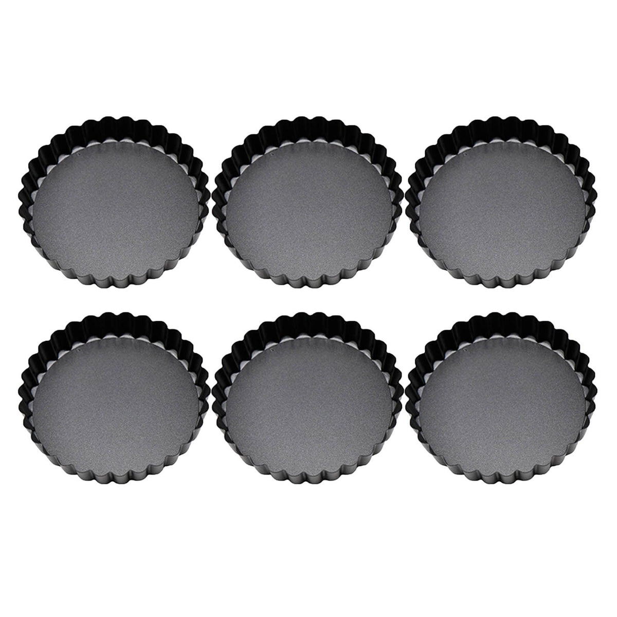 6 Pcs Mini Cake Mould with Removable Bottom 3 Inch Egg Tart Mould Muffin Pans - Flavour Fushion Cooking Shop