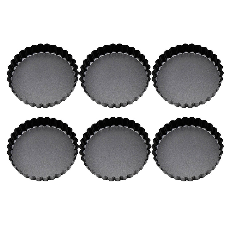 6 Pcs Mini Cake Mould with Removable Bottom 3 Inch Egg Tart Mould Muffin Pans - Flavour Fushion Cooking Shop