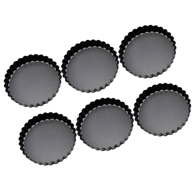 6 Pcs Mini Cake Mould with Removable Bottom 3 Inch Egg Tart Mould Muffin Pans - Flavour Fushion Cooking Shop