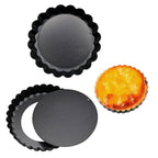 6 Pcs Mini Cake Mould with Removable Bottom 3 Inch Egg Tart Mould Muffin Pans