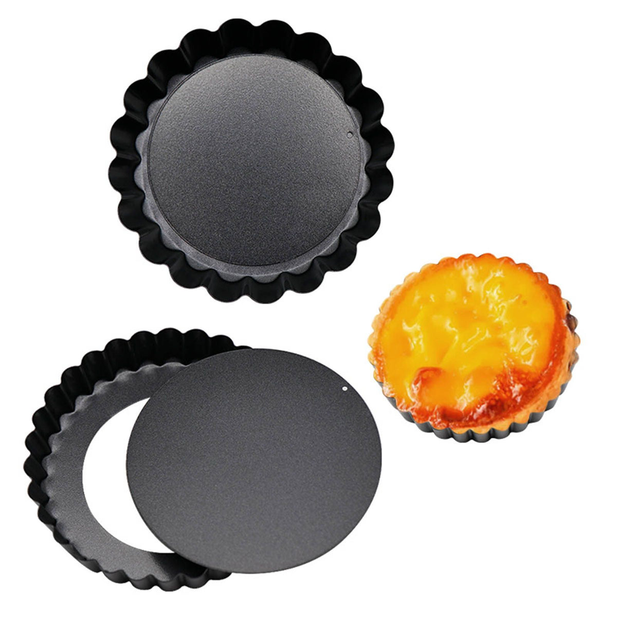 6 Pcs Mini Cake Mould with Removable Bottom 3 Inch Egg Tart Mould Muffin Pans - Flavour Fushion Cooking Shop