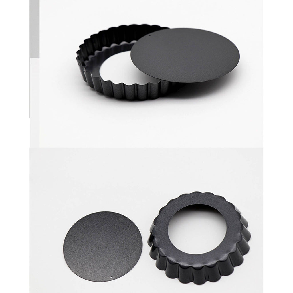 6 Pcs Mini Cake Mould with Removable Bottom 3 Inch Egg Tart Mould Muffin Pans Black Round for Dessert Baking Cooking