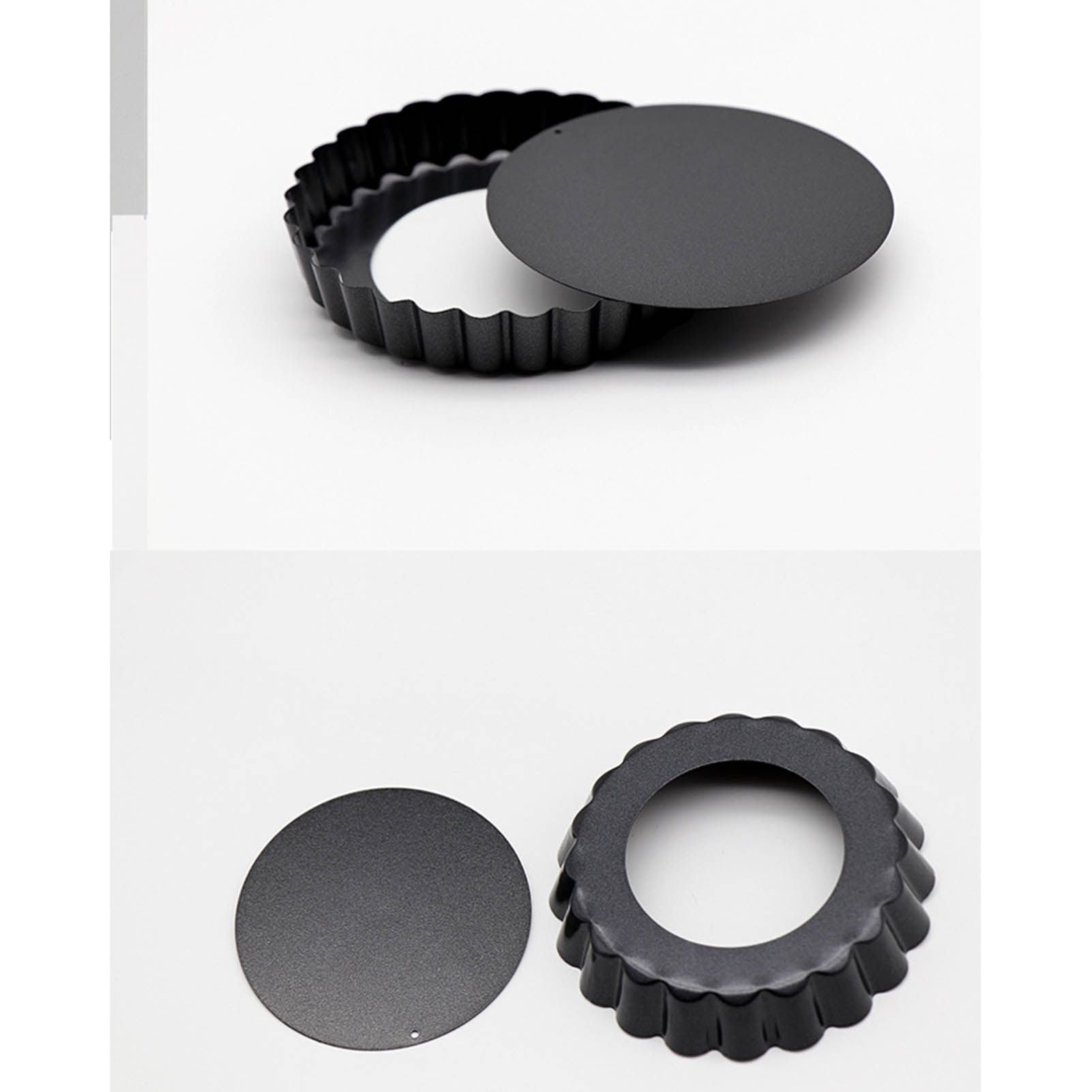 6 Pcs Mini Cake Mould with Removable Bottom 3 Inch Egg Tart Mould Muffin Pans Black Round for Dessert Baking Cooking