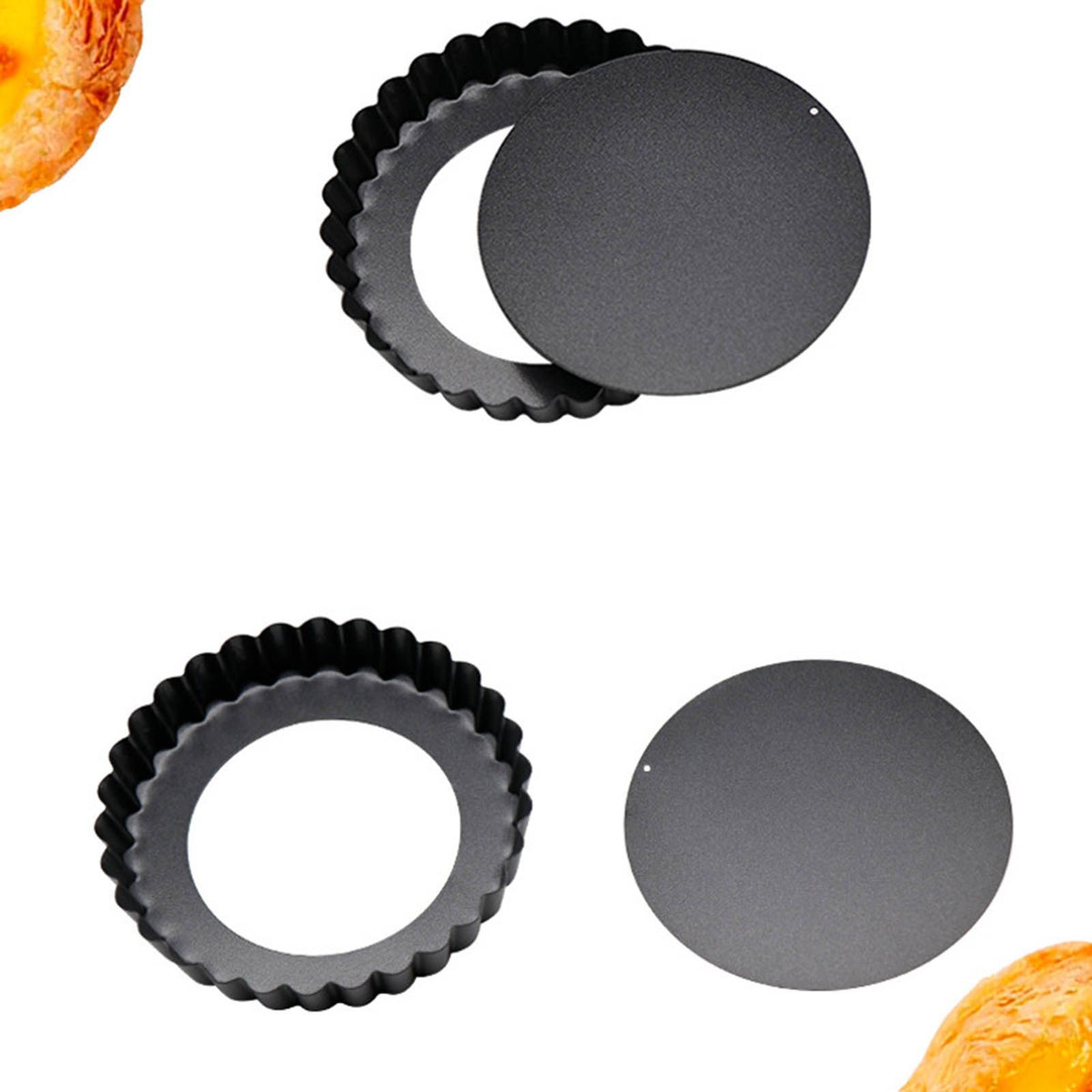 6 Pcs Mini Cake Mould with Removable Bottom 3 Inch Egg Tart Mould Muffin Pans - Flavour Fushion Cooking Shop