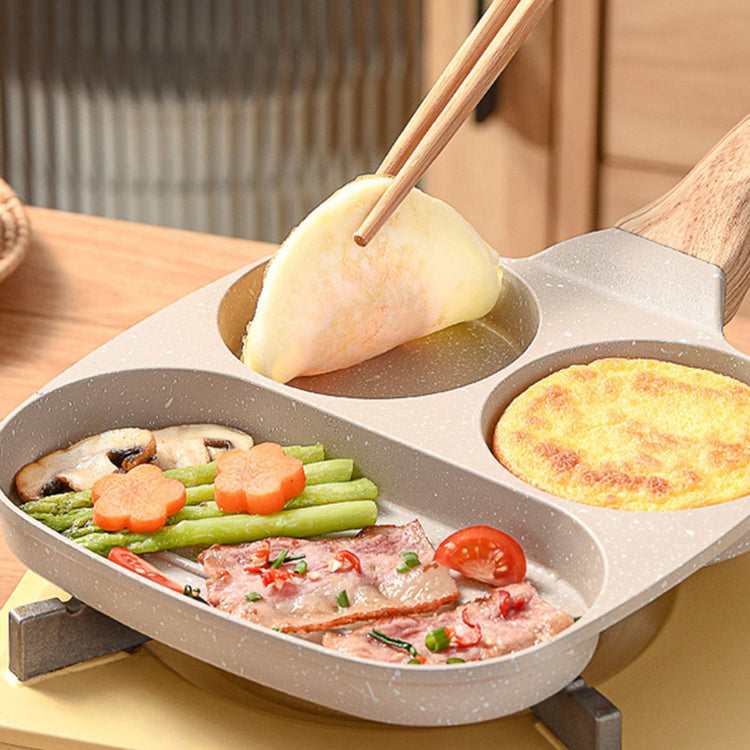 3 in 1 Breakfast Pan Nonstick Aluminum Alloy Labor Saving Pancake Frying Pan for Egg Bacon Gas Stove - Flavour Fushion Cooking Shop