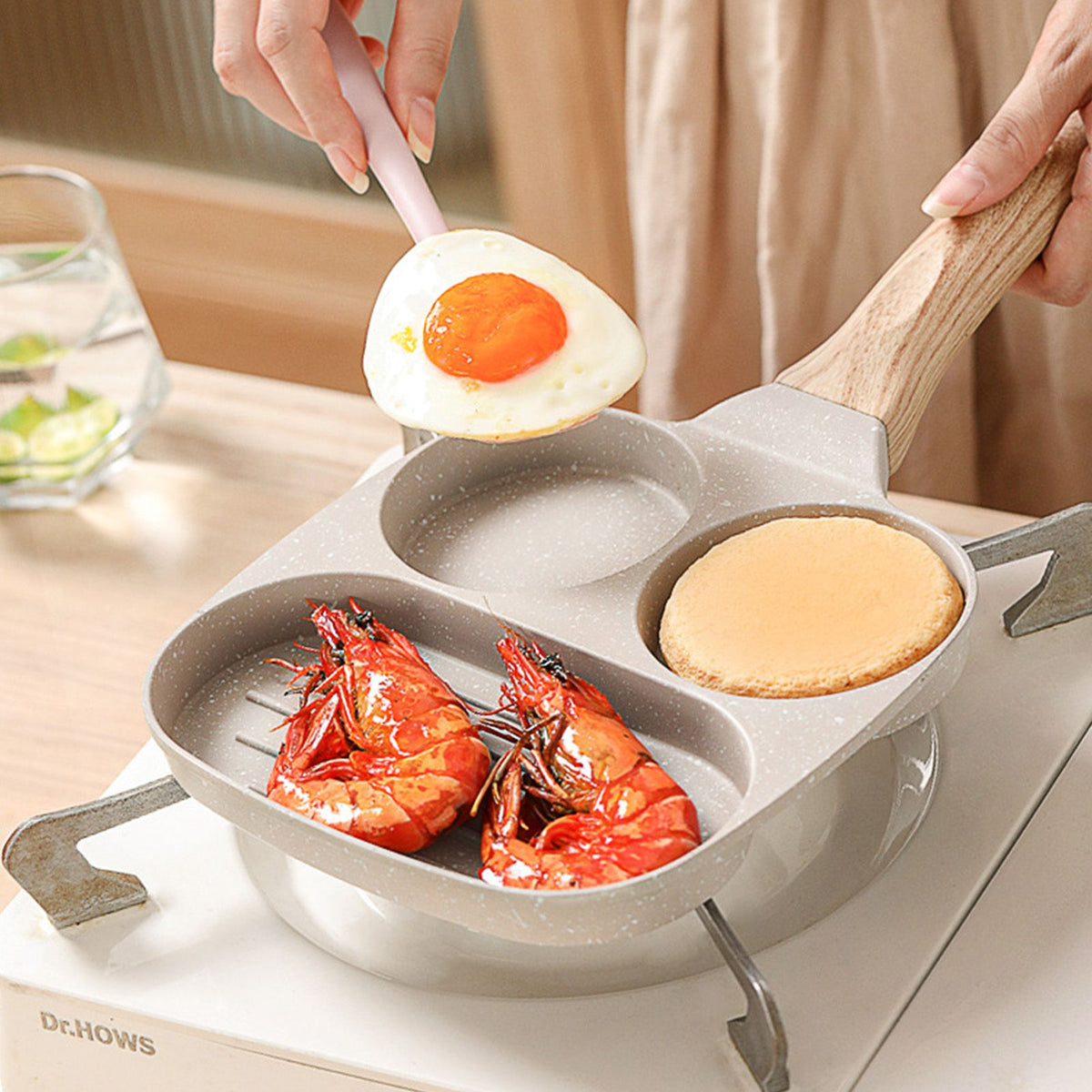 3 in 1 Breakfast Pan Nonstick Aluminum Alloy Labor Saving Pancake Frying Pan for Egg Bacon Gas Stove - Flavour Fushion Cooking Shop