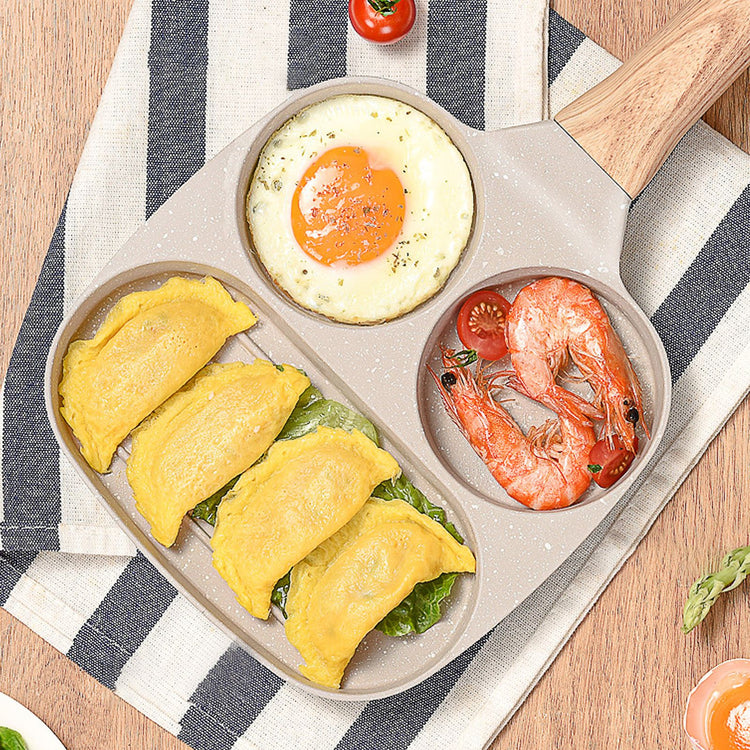 3 in 1 Breakfast Pan Nonstick Aluminum Alloy Labor Saving Pancake Frying Pan for Egg Bacon Gas Stove - Flavour Fushion Cooking Shop