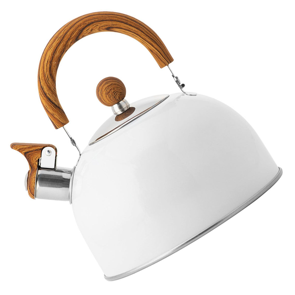 Whistle Kettle Stovetop Stainless Steel Foldable Handle Kitchen Supplies 2.5L White - Flavour Fushion Cooking Shop