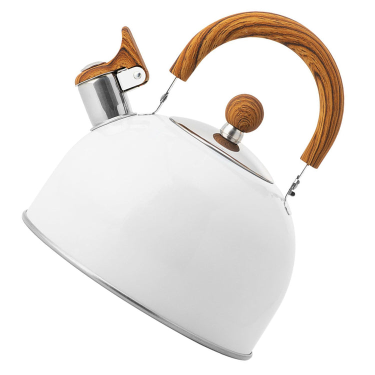 Whistle Kettle Stovetop Stainless Steel Foldable Handle Kitchen Supplies 2.5L White - Flavour Fushion Cooking Shop