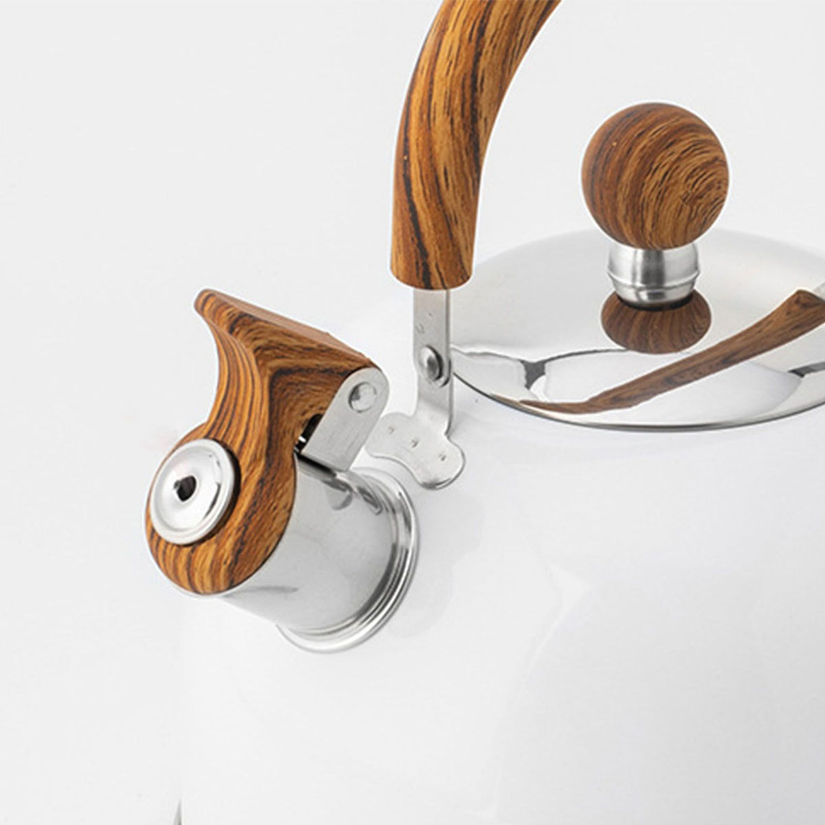 Whistle Kettle Stovetop Stainless Steel Foldable Handle Kitchen Supplies 2.5L White - Flavour Fushion Cooking Shop