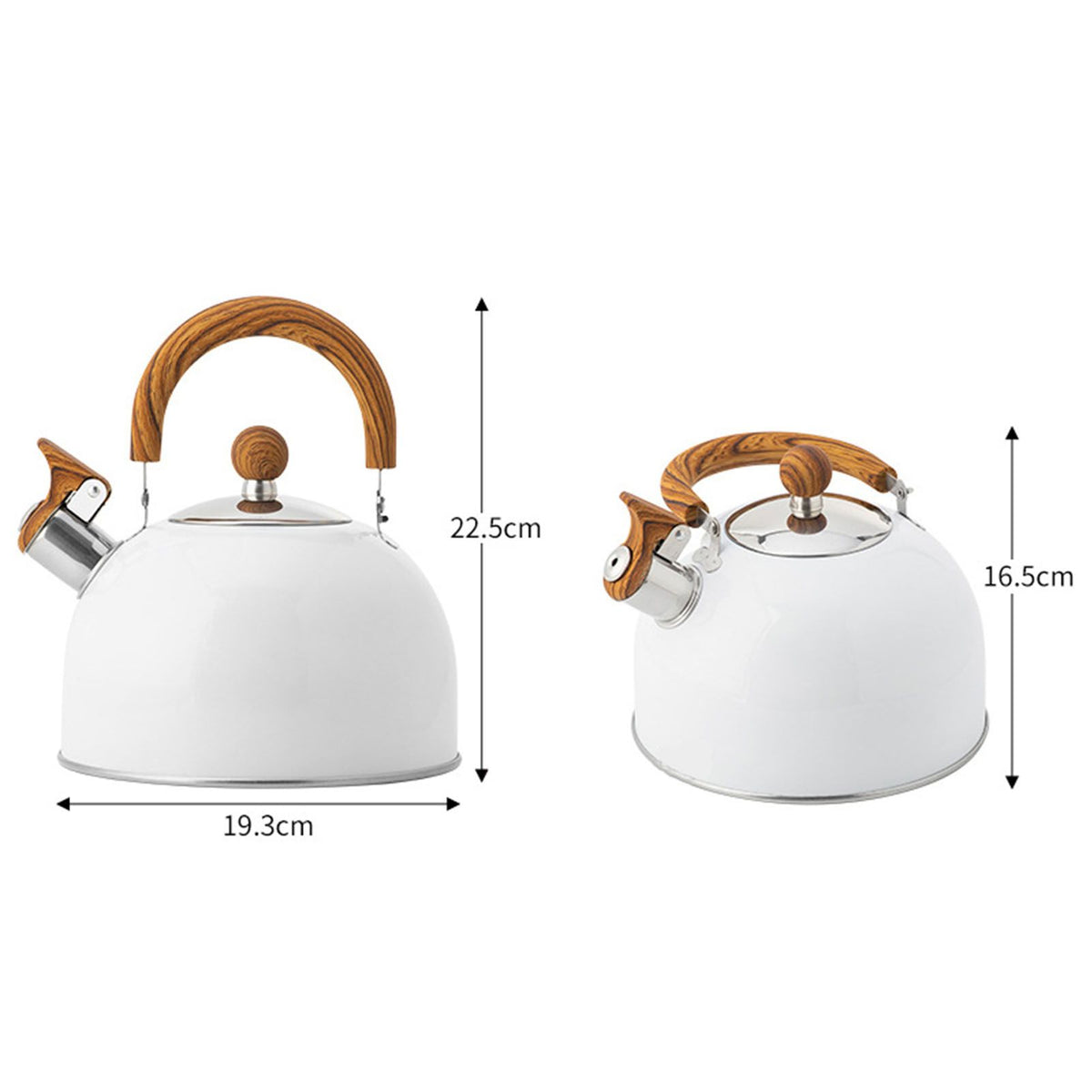 Whistle Kettle Stovetop Stainless Steel Foldable Handle Kitchen Supplies 2.5L White - Flavour Fushion Cooking Shop