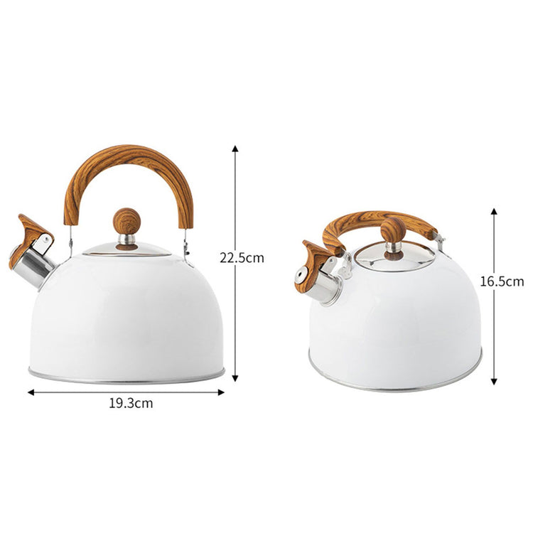 Whistle Kettle Stovetop Stainless Steel Foldable Handle Kitchen Supplies 2.5L White - Flavour Fushion Cooking Shop