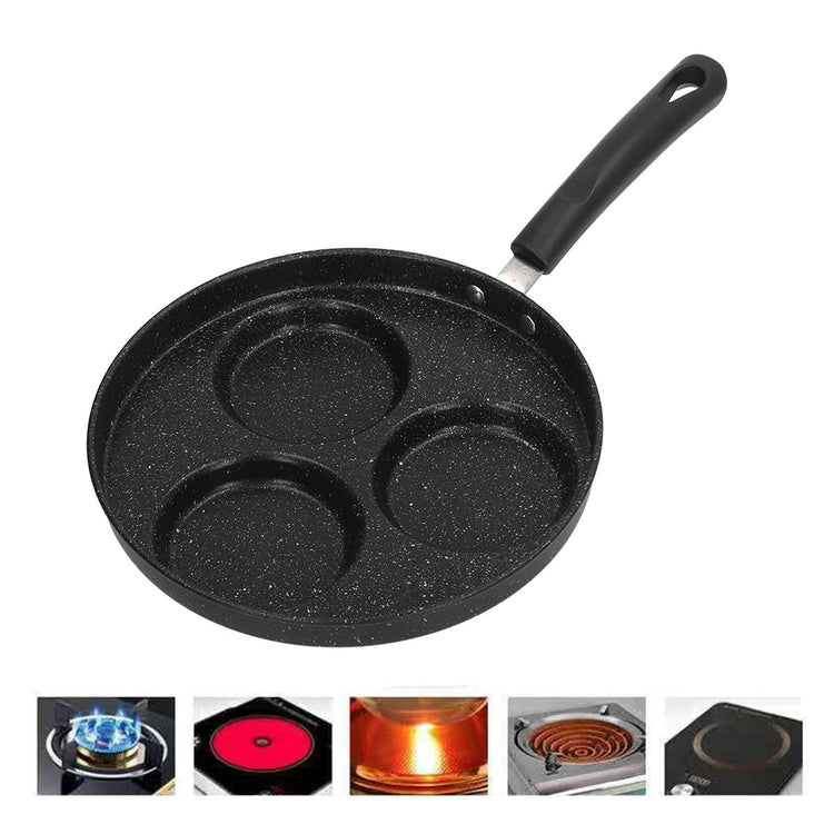 3 Cups Egg Hamburger Pan Metal Iron Heating Evenly Egg Cooker Pan - Flavour Fushion Cooking Shop