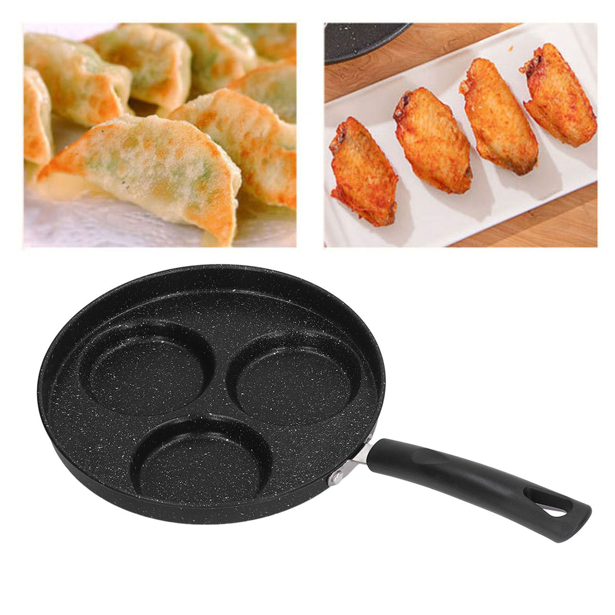 3 Cups Egg Hamburger Pan Metal Iron Heating Evenly Egg Cooker Pan - Flavour Fushion Cooking Shop