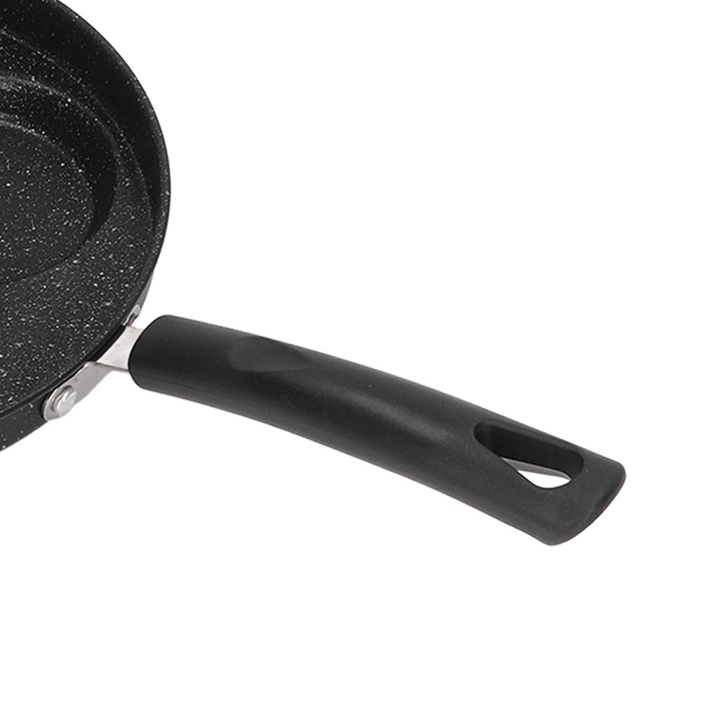 3 Cups Egg Hamburger Pan Metal Iron Heating Evenly Egg Cooker Pan with Comfortable Handle for Omelettes Burgers Pancakes