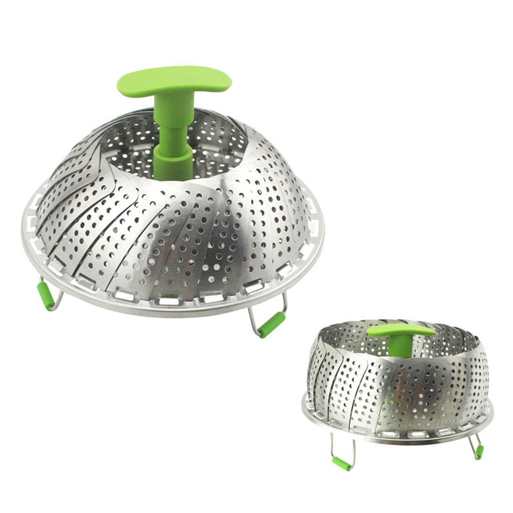 Steam Basket Stainless Steel Folding Vegetable Steam Basket with ABS Handle for Veggie Fish Seafood Cooking Steam Basket