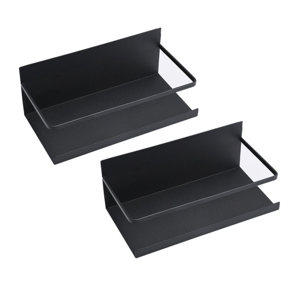 2pcs Magnetic Spice Rack Refrigerator Storage Rack Multi Function Kitchen Storage Shelves Rack Black