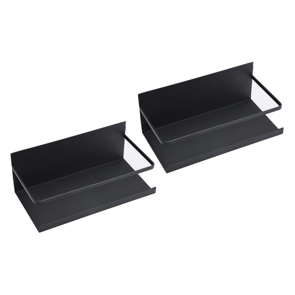 2pcs Magnetic Spice Rack Refrigerator Storage Rack Multi Function Kitchen Storage Shelves Rack Black