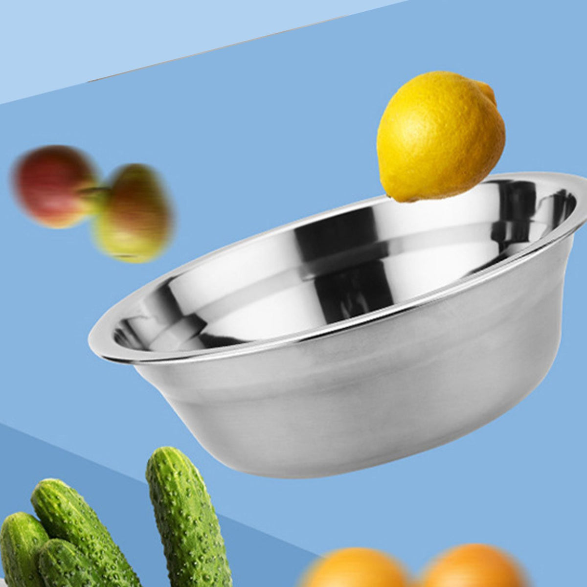 26cm Stainless Steel Basin Mixing Bowl Thicken Heavy Duty Deeper Edge Mirror Finish Salad Bowl - Flavour Fushion Cooking Shop