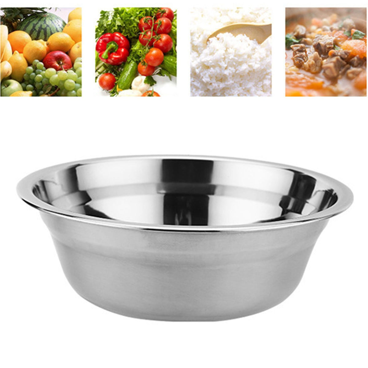 26cm Stainless Steel Basin Mixing Bowl Thicken Heavy Duty Deeper Edge Mirror Finish Salad Bowl - Flavour Fushion Cooking Shop