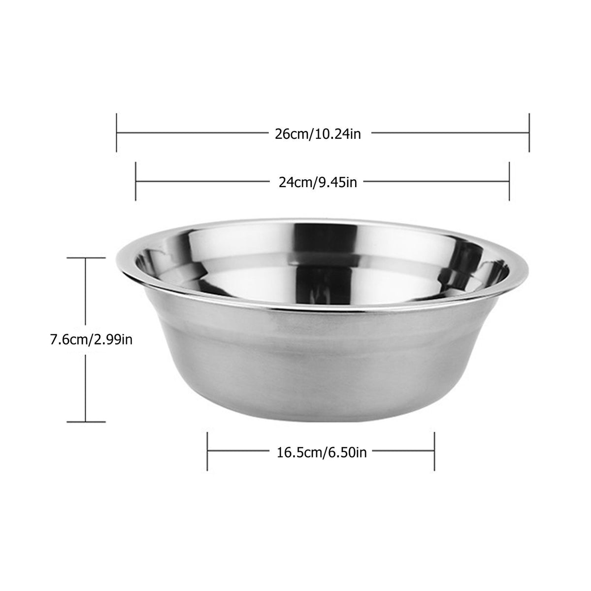 26cm Stainless Steel Basin Mixing Bowl Thicken Heavy Duty Deeper Edge Mirror Finish Salad Bowl - Flavour Fushion Cooking Shop