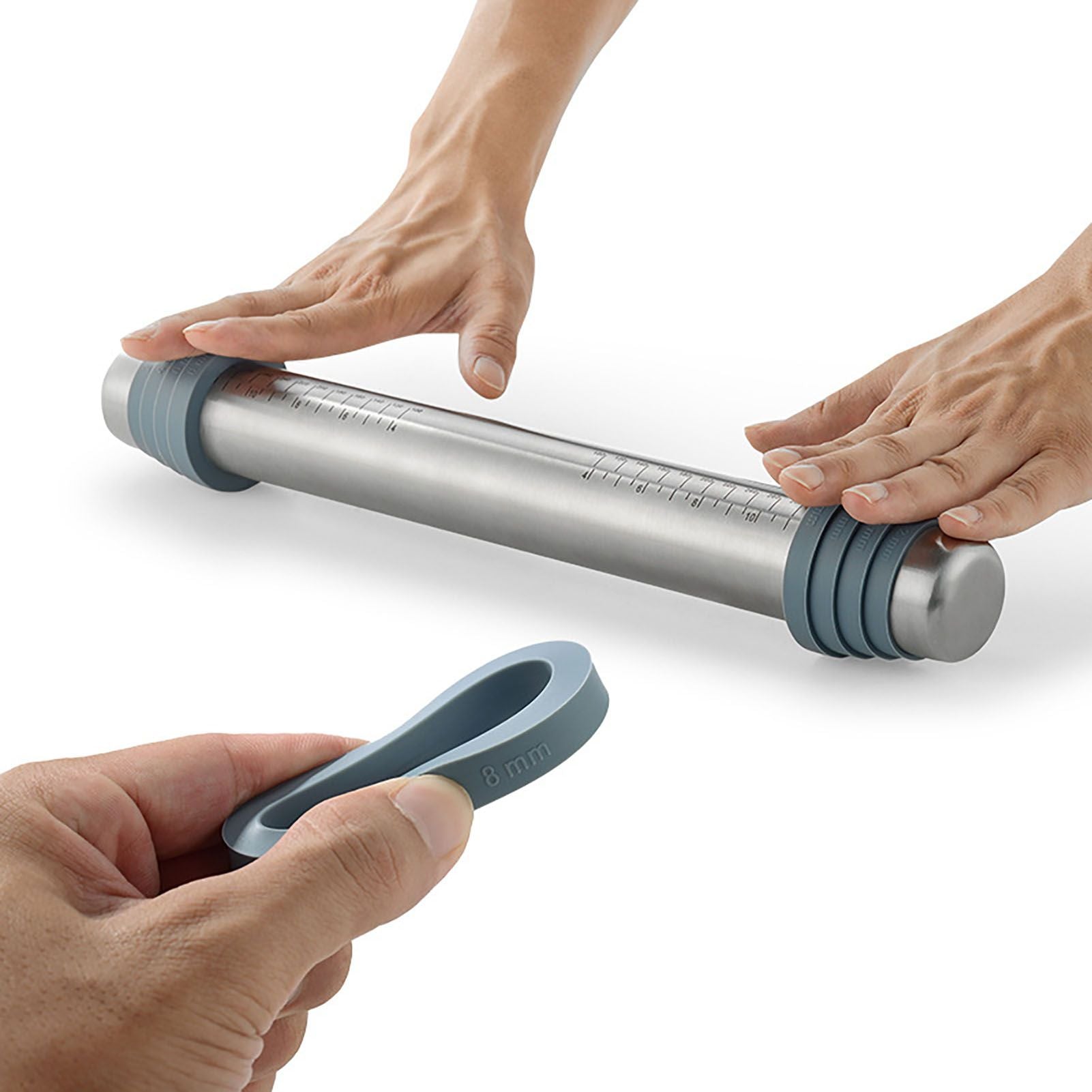 Adjustable Thicknes Flour Rolling Pin with Scale Mat Dough Scraper 430 Stainless Steel Cooking Tools Baking Utensils