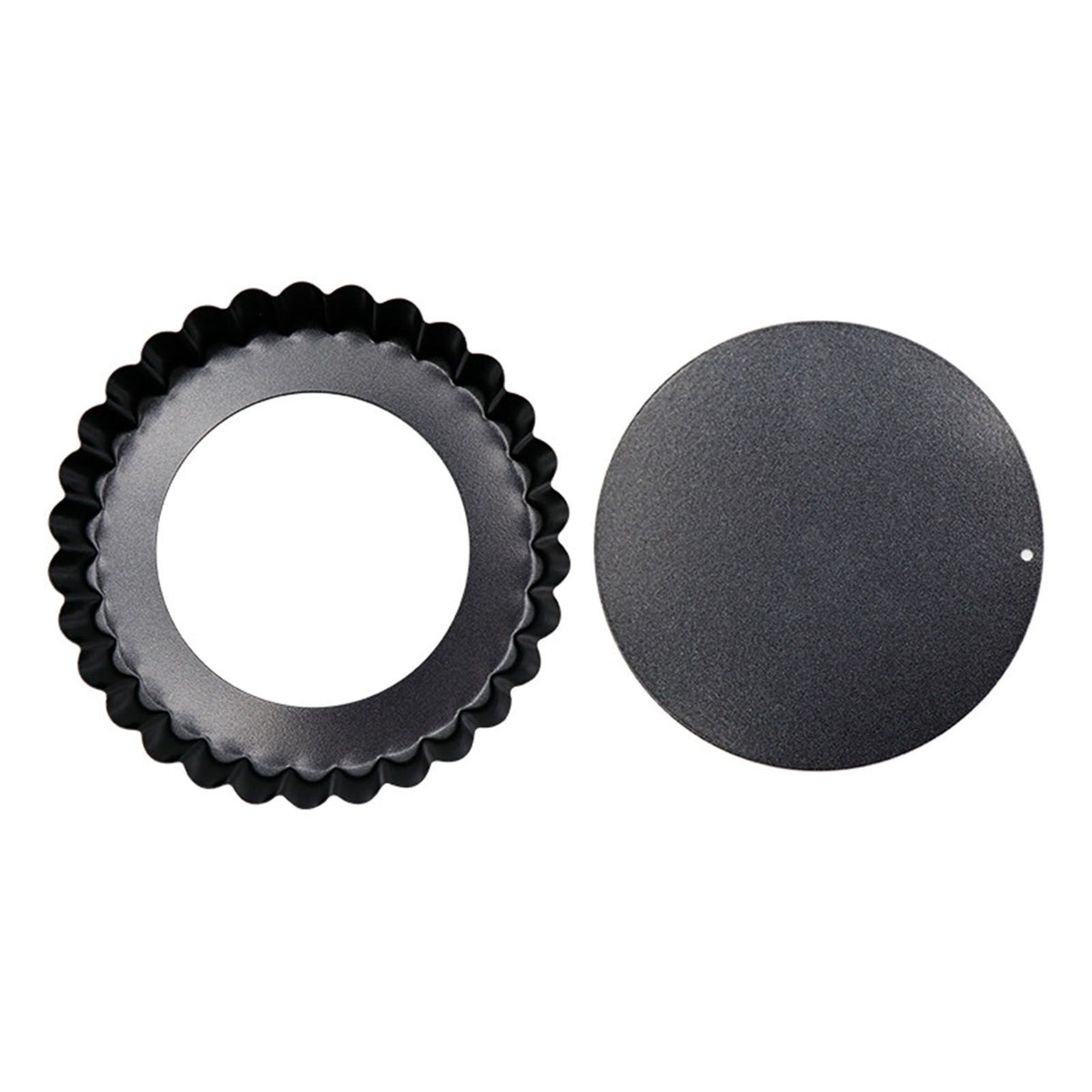 6PCS Removable Bottom Tart Pan Non Stick Coating Carbon Steel Black Quiche Pan for Kitchen - Flavour Fushion Cooking Shop
