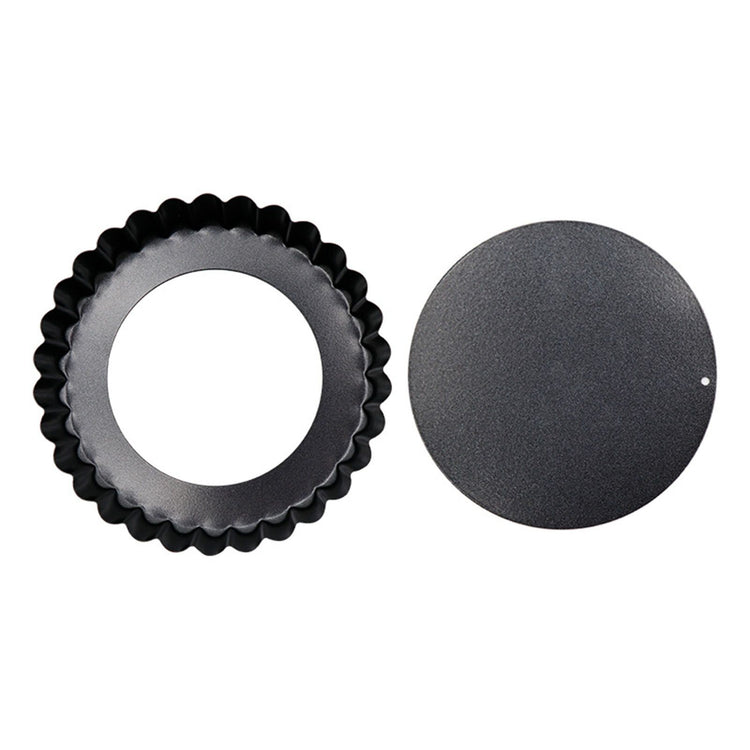 6PCS Removable Bottom Tart Pan Non Stick Coating Carbon Steel Black Quiche Pan for Kitchen - Flavour Fushion Cooking Shop