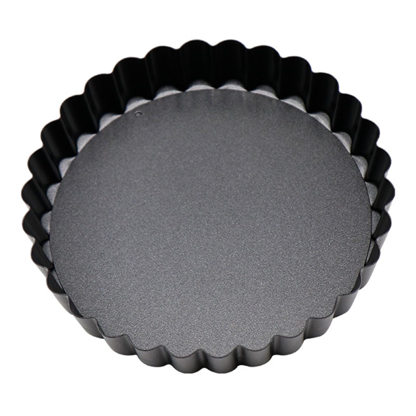 6PCS Removable Bottom Tart Pan Non Stick Coating Carbon Steel Black Quiche Pan for Kitchen