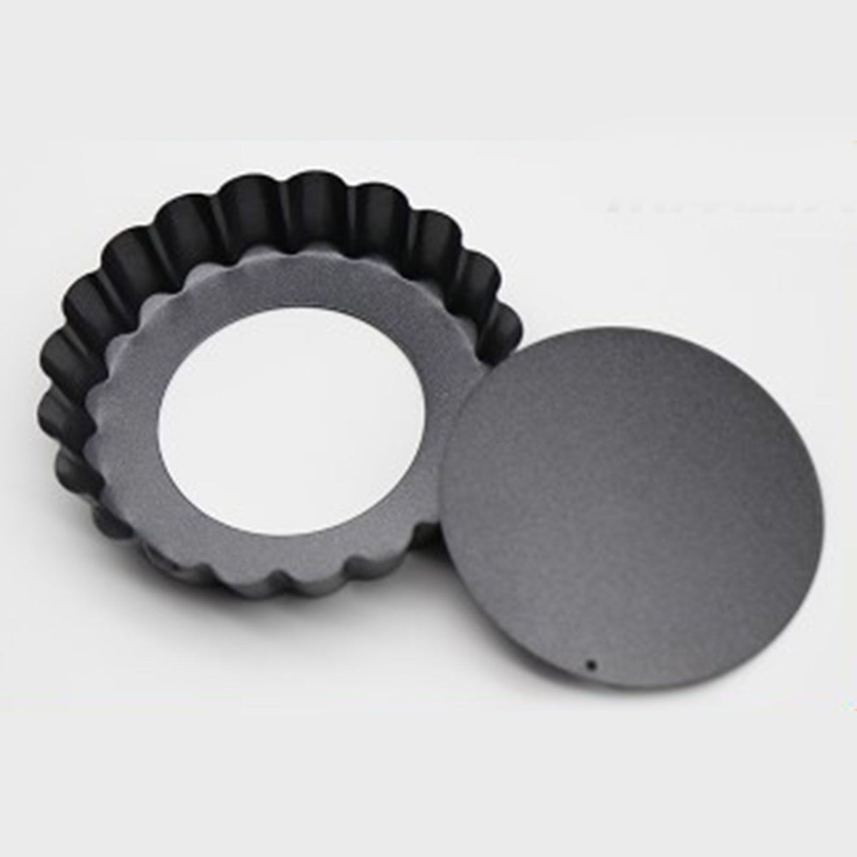 6PCS Removable Bottom Tart Pan Non Stick Coating Carbon Steel Black Quiche Pan for Kitchen - Flavour Fushion Cooking Shop
