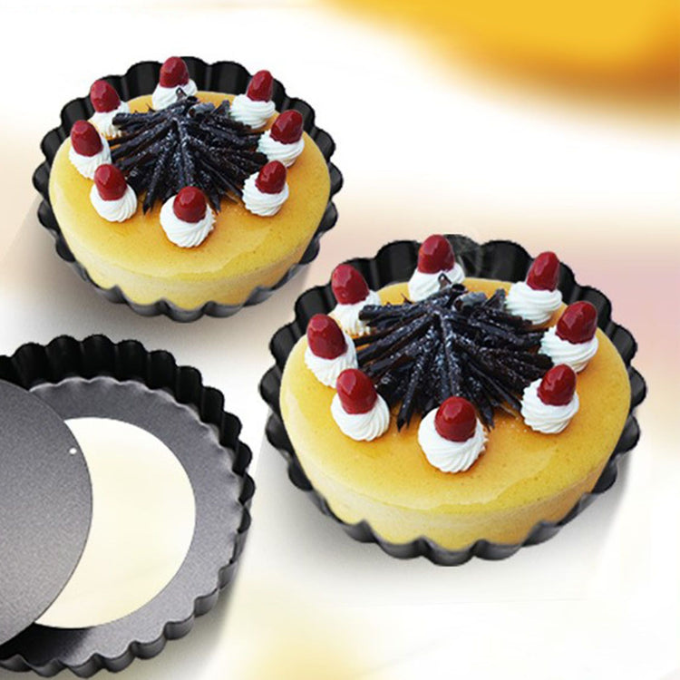 6PCS Removable Bottom Tart Pan Non Stick Coating Carbon Steel Black Quiche Pan for Kitchen - Flavour Fushion Cooking Shop