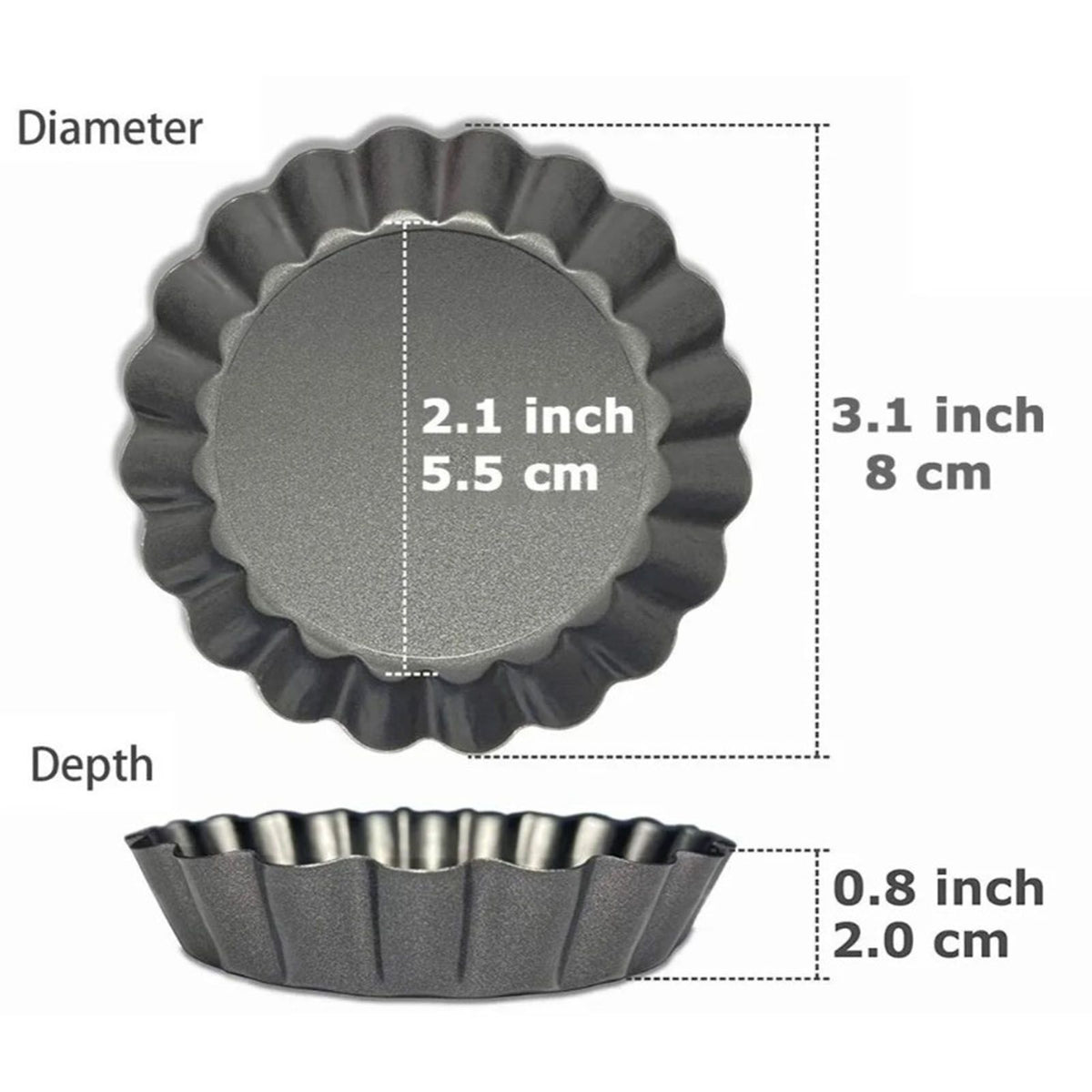 6PCS Removable Bottom Tart Pan Non Stick Coating Carbon Steel Black Quiche Pan for Kitchen - Flavour Fushion Cooking Shop