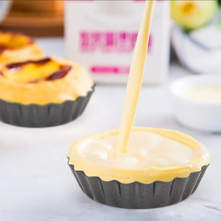 6PCS Removable Bottom Tart Pan Non Stick Coating Carbon Steel Black Quiche Pan for Kitchen - Flavour Fushion Cooking Shop