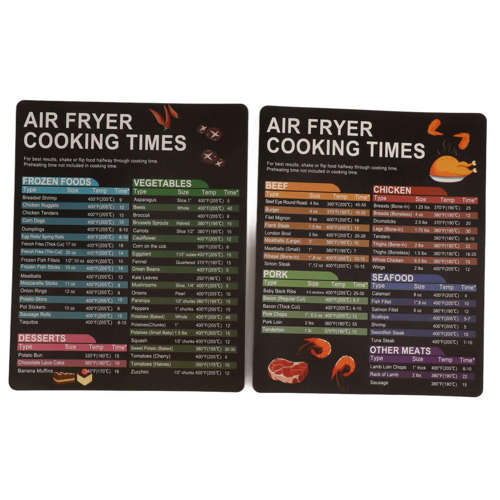 Fryer Magnetic Cheat Sheet Set Fryer Accessories Cook Times Quick Reference Guide For Cooking Frying
