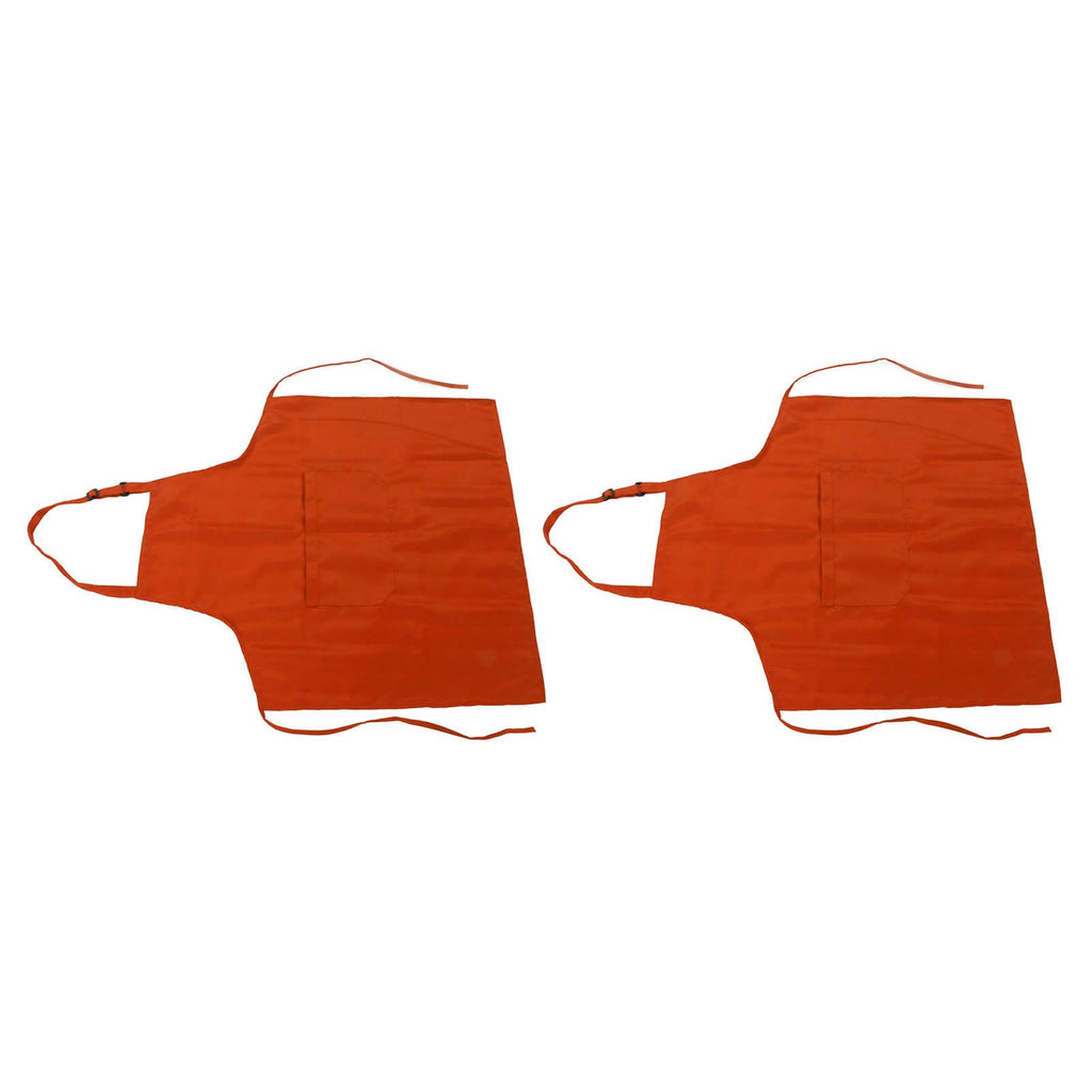Cooking Apron Waterproof Adjustable Neck Strap Breathable Soft Kitchen Bib Apron with Pocket for Barbecue Baking 2pcs Orange